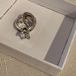 Adorable Brighton Engagement Ring Charm in silver tone with Clear Stone